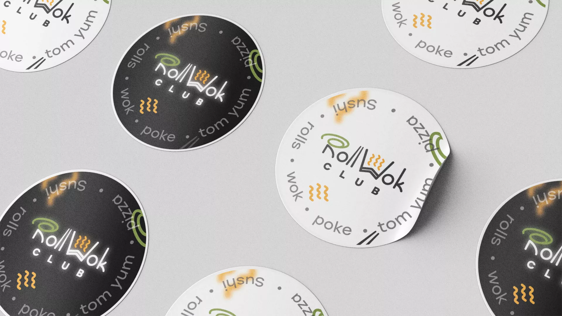 Разработка наклеек для суши-бара «Roll Wok Club» в Данкове